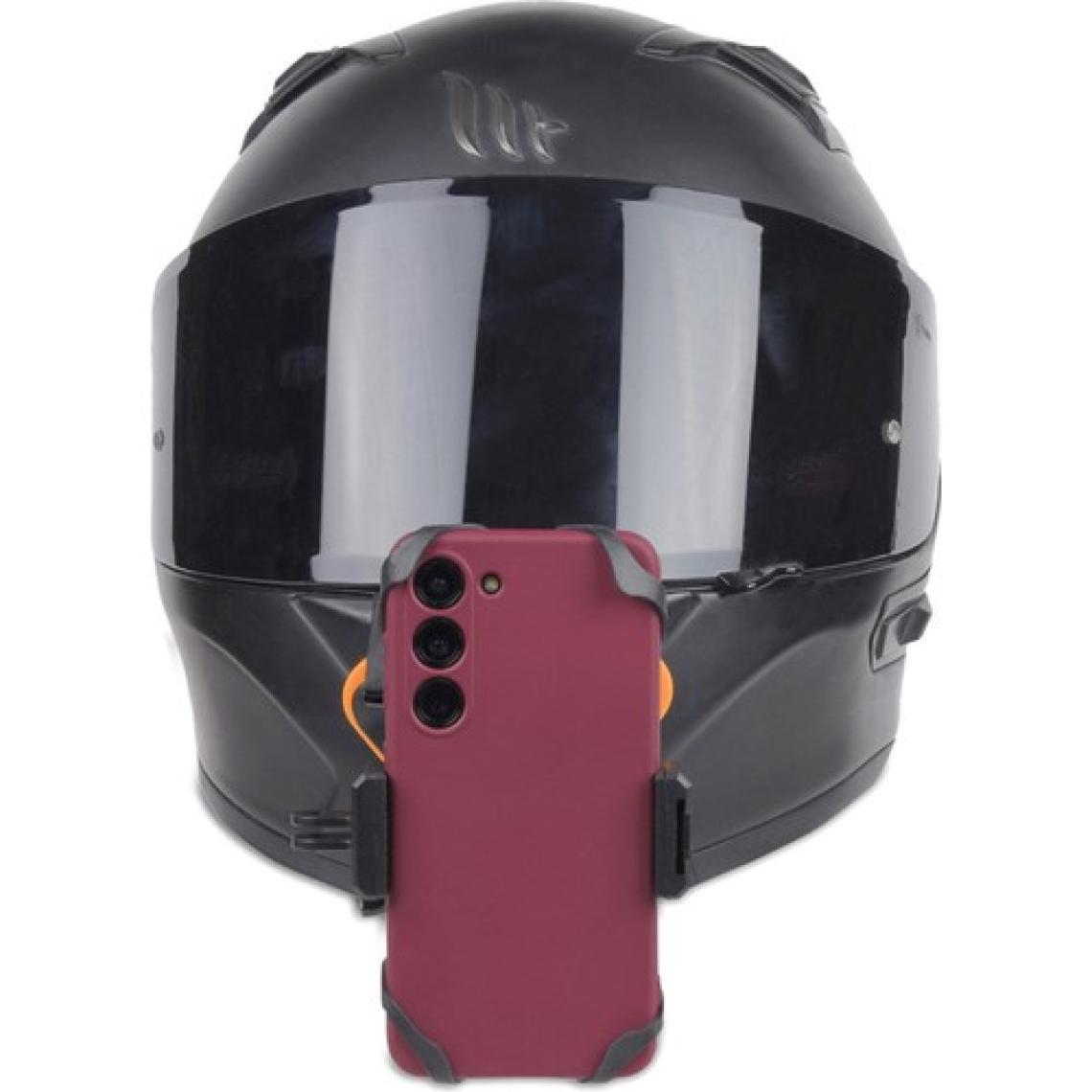 GPlus GP525 Cep Telefonu Aksiyon Kameralarla Uyumlu Jaw Mount Motor Yatay Dikey Çift Fonksiyon Düşmez Koruyucu Silikonlu Cep Telefonu Tutucu Kask Çene Bağlantı Aparatı 5 Parça Kask Tutucu Set Turuncu