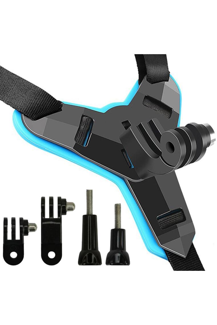 Gplus GP524 5 Parça Gopro Eken Sjcam Xiomi Aksiyon Kamera Tutuculu Jaw Mount Motor Kask Çene Tutma Aparatı 5 Parça Motor Kask Tutucu Set Mavi