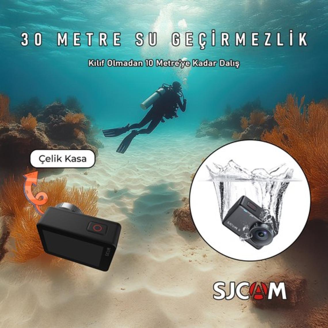 SJCAM SJ10 PRO 4K60 FPS 20MP 5GHz WiFi UHD 8X Dijital Zoom 150° FPV Geniş Açı 2.33” Geniş Ekran Canlı Yayın 240FPS Ağır Çekim 6 Eksenli Jiroskop EIS H.265 1300mAh Batarya Aksiyon Kamerası Mavi