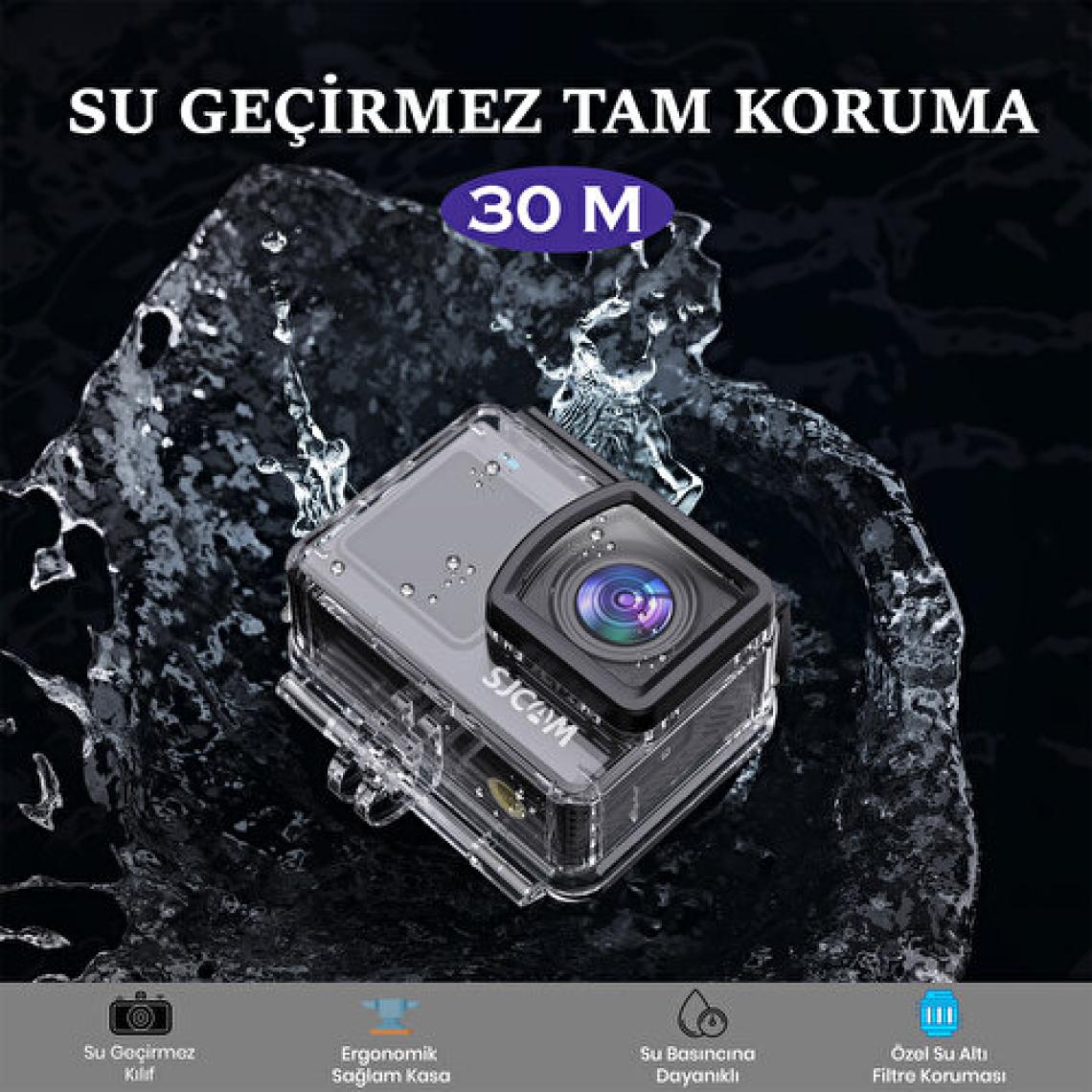 Sjcam Sj6 Pro Wifi 4k/60 UHD 24MP 165° Geniş Açı 1000MAH 2”/1.3” Çift Ekranlı Aksiyon Kamerası Siyah