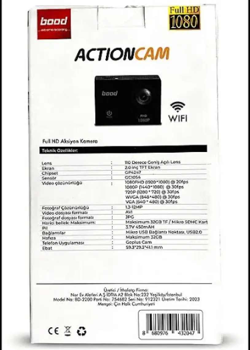 Bood Full Hd Wifi Aksiyon Kamera