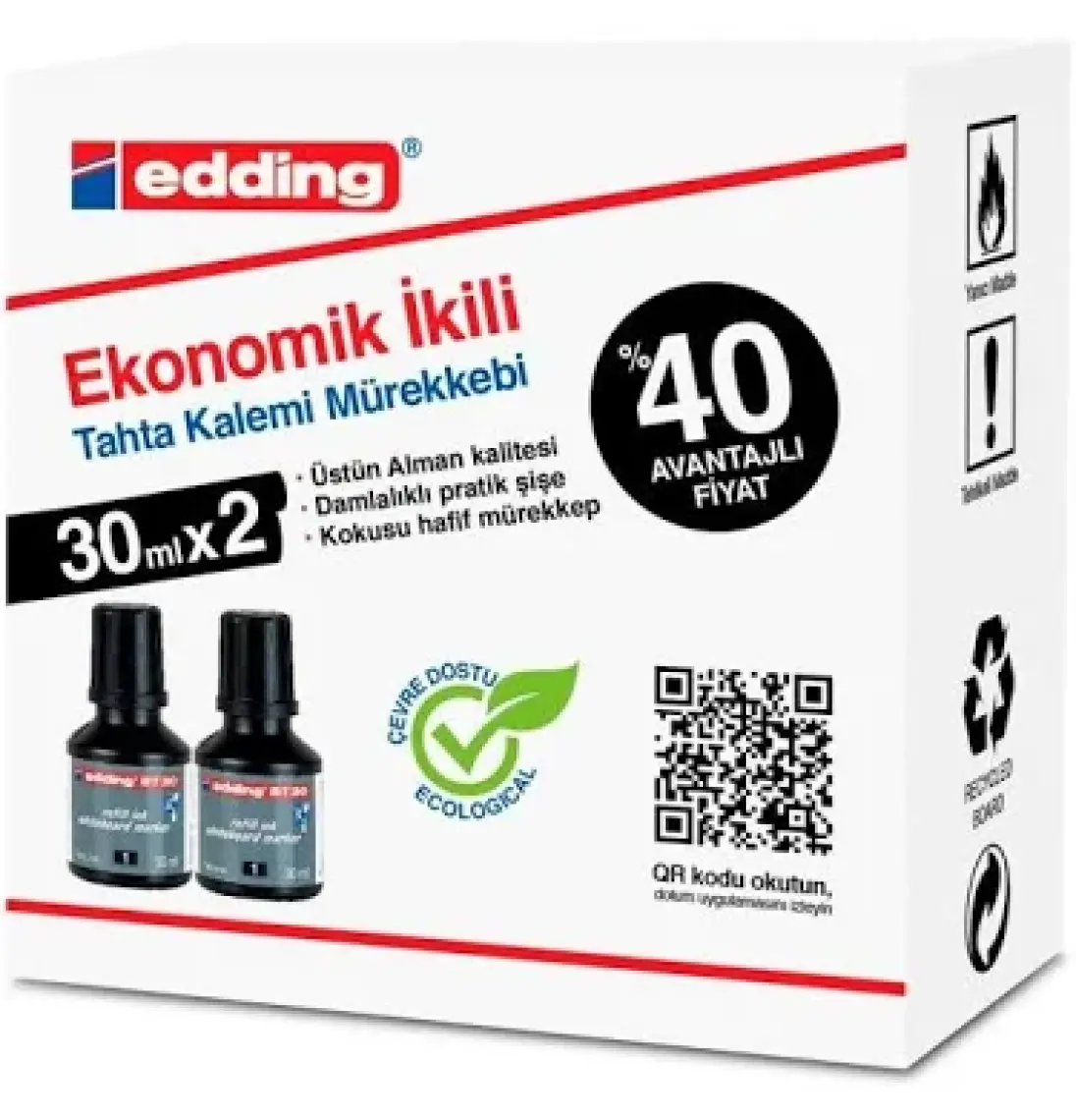 Edding Beyaz Tahta Mür.30 Ml E-Bt30 Siyah 2Li