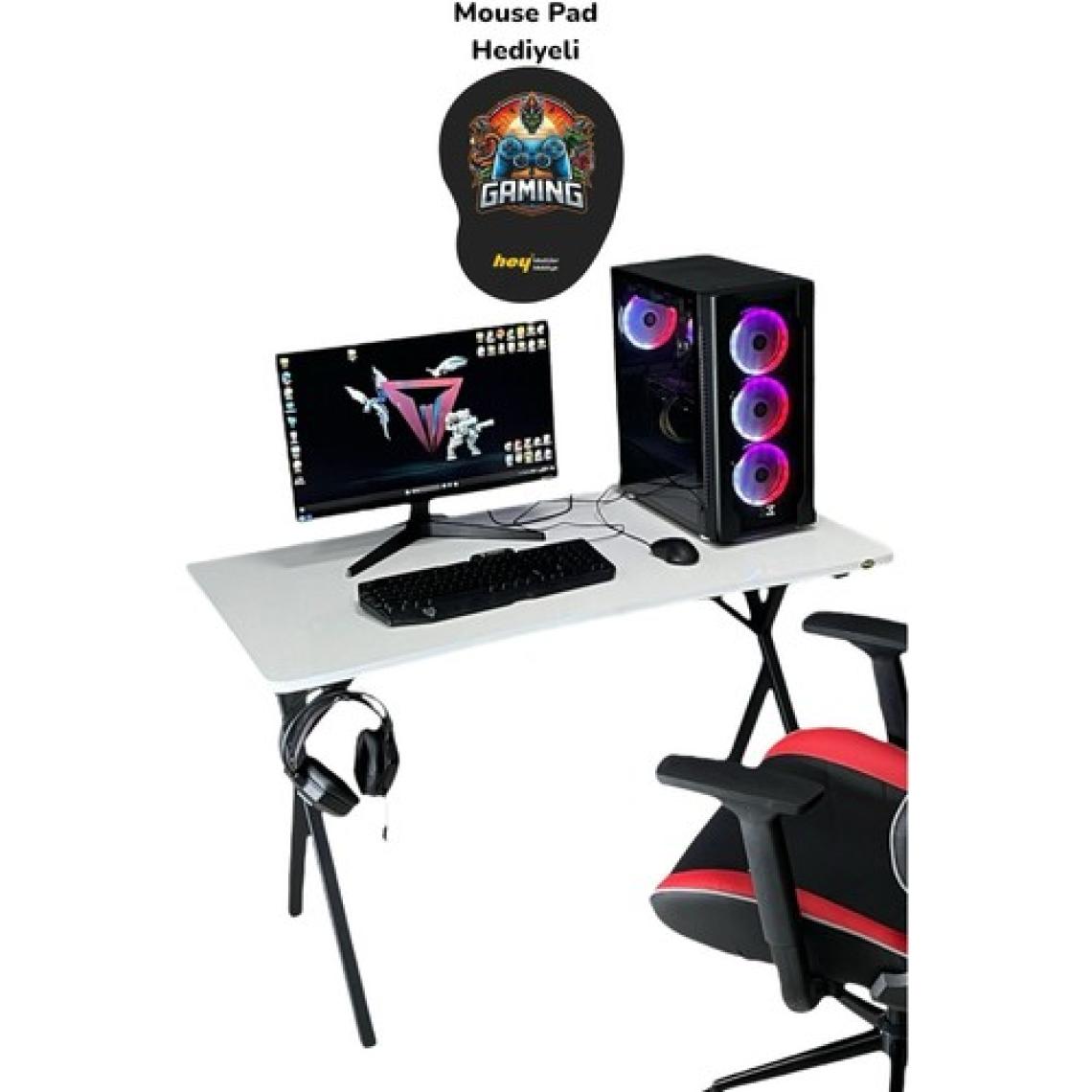 Hey Modüler Mobilya Heygaming Profesyonel Oyuncu Masa Beyaz Siyah Bilgisayar Çalışma Masası 120 Cm
