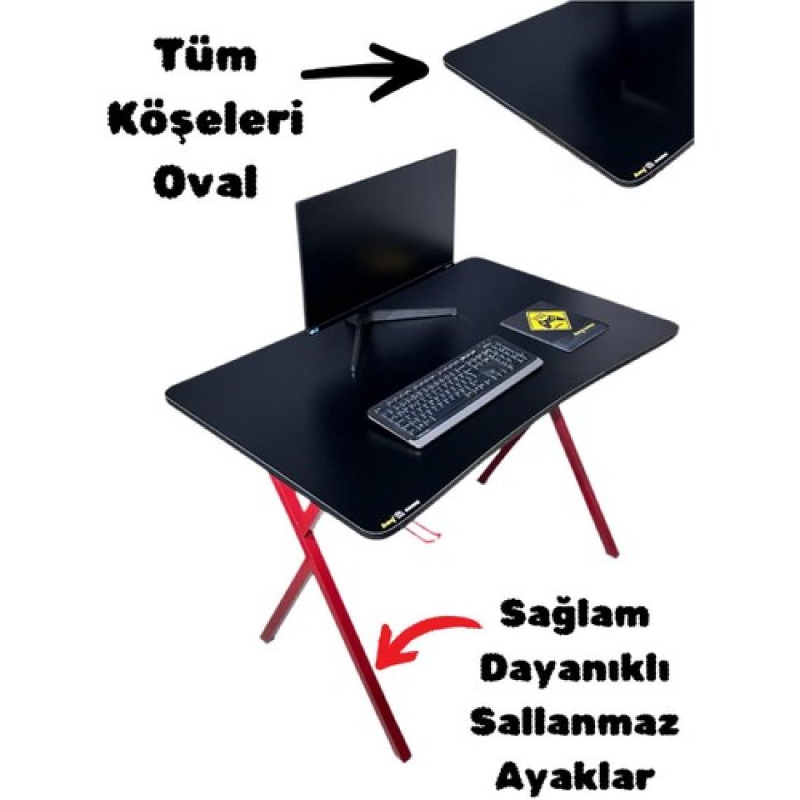 Hey Modüler Mobilya Heygaming2 Profesyonel Oyuncu Masası Siyah Kırmızı 110 cm