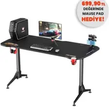 Adore Gaming Profesyonel Oyuncu Bilgisayar Masası  Karbon Çelik Gövde -  Siyah