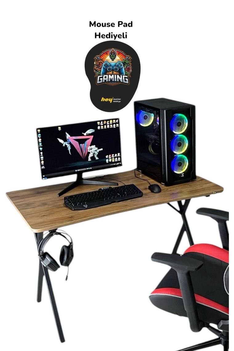 Hey Modüler Mobilya Heygaming Profesyonel Oyuncu Masası Siyah Kırmızı Bilgisayar Çalışma Masası 120 Cm