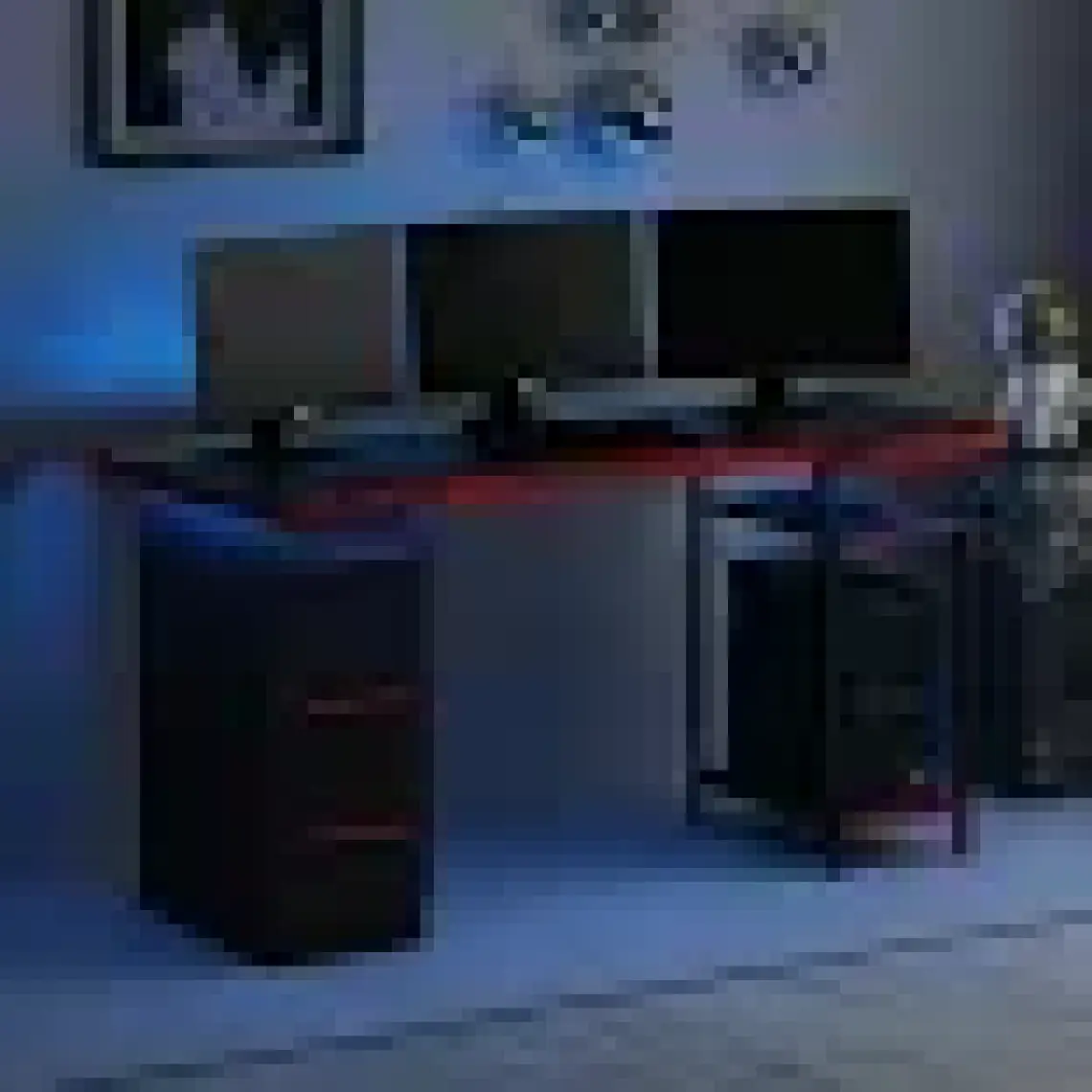X-Force Phoenix 3 Ç Metal Raf Ayaklı Oyuncu Masası Rgb LED Işıklı - Set 7