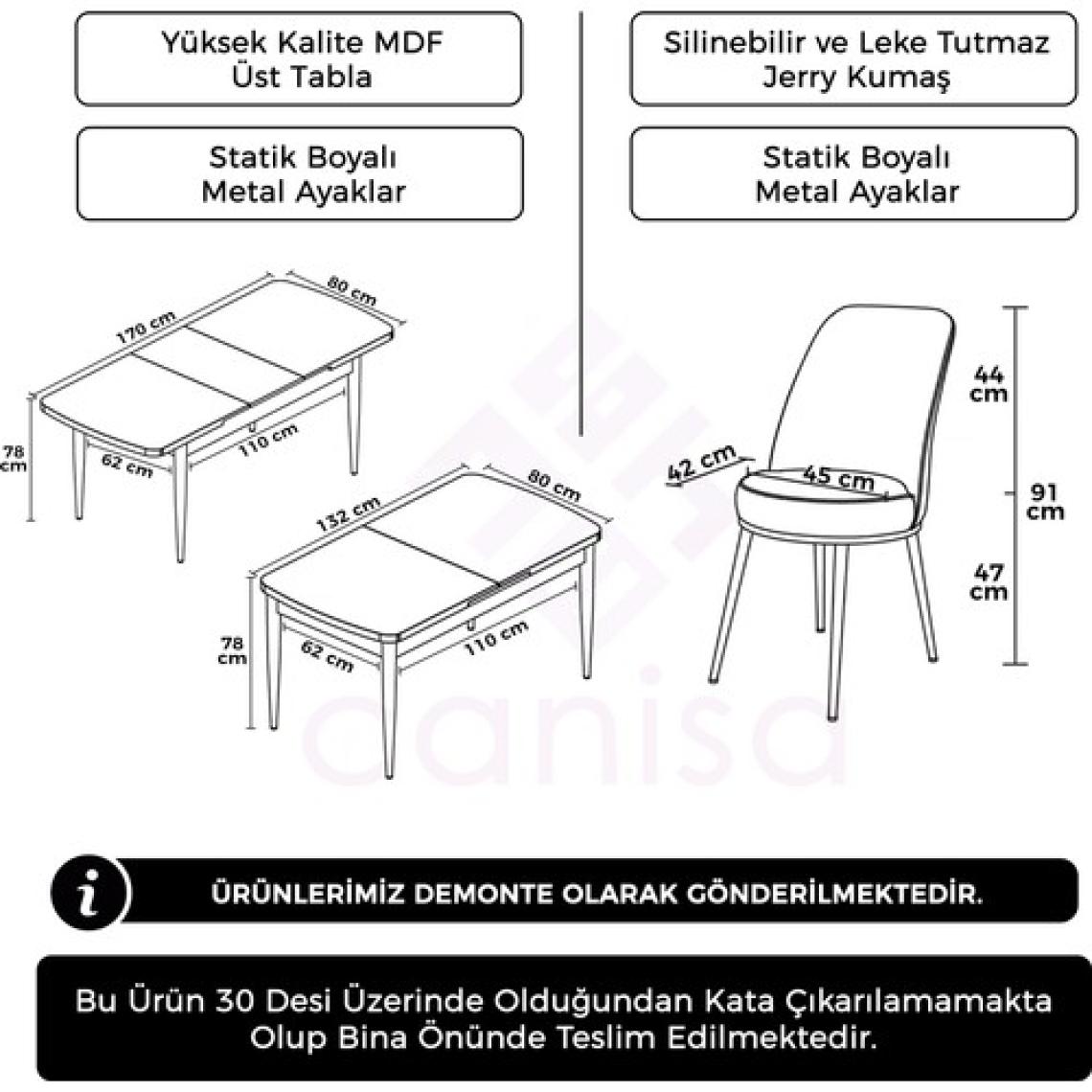 Canisa Concept Zen Serisi Mdf Açılabilir Mutfak Masası Takımı-Yemek Masası Takımı Beyaz Masa 4 Sandalye