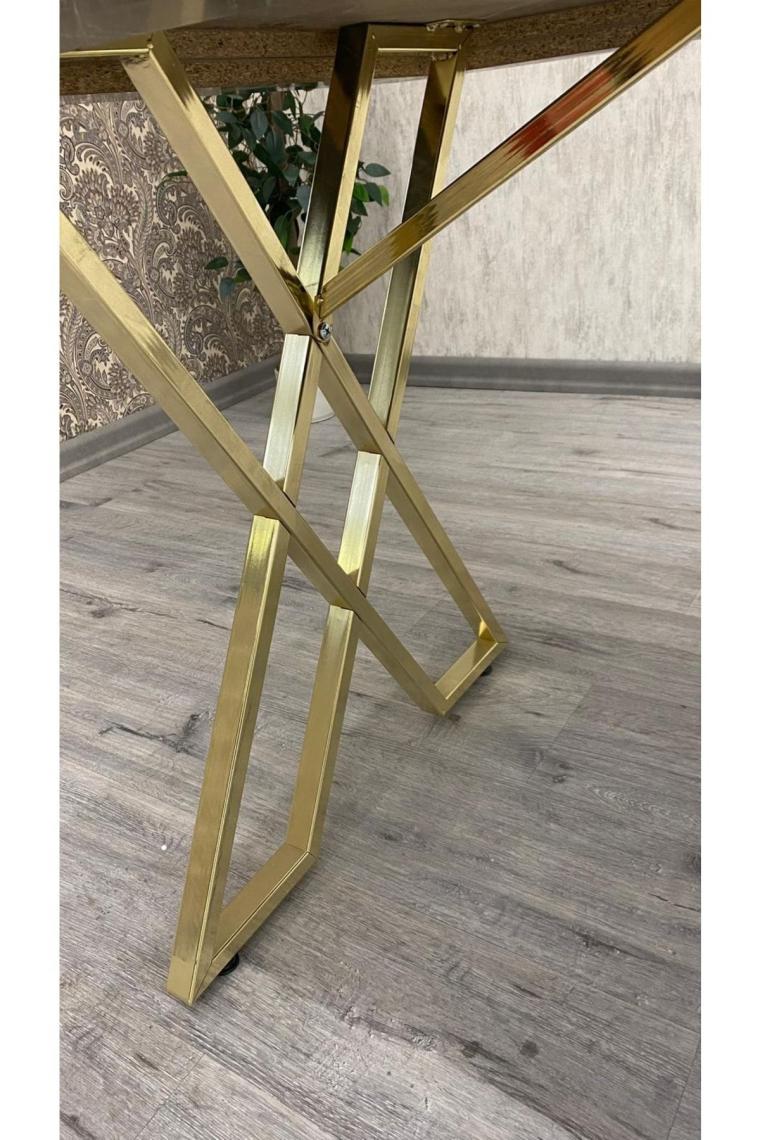 By Orhan Güzel Mutfak Masası Takımı, Salon Takımı 6 Kişilik Mutfak Masası Takımı, Siyah Mermer Galaksi Gold