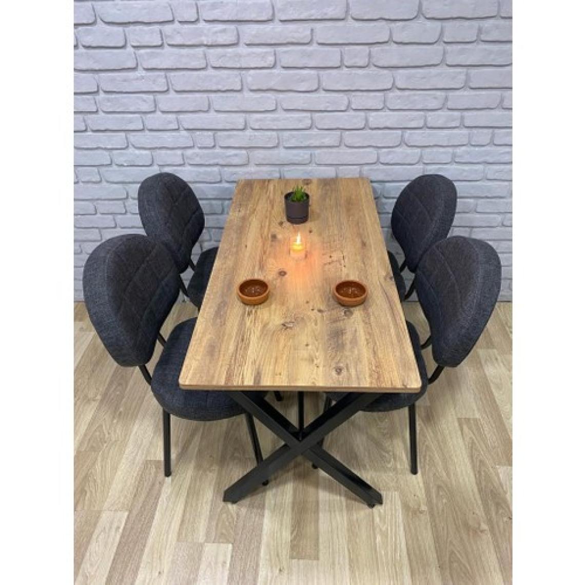 Bambeds Mobilya Masa Takımı, Yemek Masası, Mutfak Masası, Balkon Masası - 70X110 Çam 4 Sandalye Koyu Gri