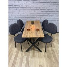 Bambeds Mobilya Masa Takımı, Yemek Masası, Mutfak Masası, Balkon Masası - 70X110 Çam 4 Sandalye Koyu Gri