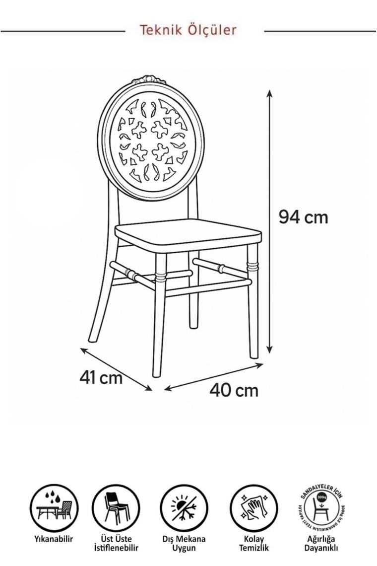 Sandalie Violet Beyaz / Sirius Sabit Masa - 4 Sandalye 1 Masa / Salon - Mutfak Masa Takımı