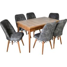 Efe Amalfi Gold Kelebek Açılır Ahşap Ayaklı 6 Kişilik Yemek Masası