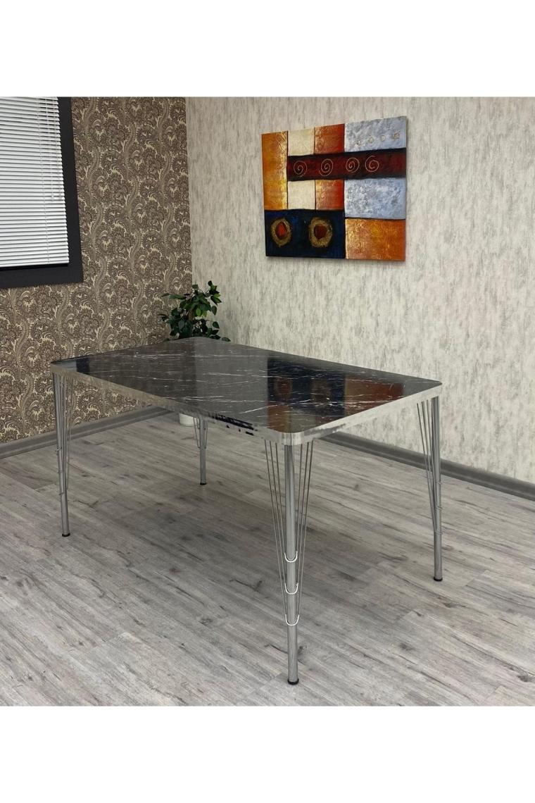 By Orhan Güzel Mutfak Masası Takımı, Salon Masa Takımı 6 Kişilik Mutfak Masası Takımı, Gümüş Benchli Masa Takımı