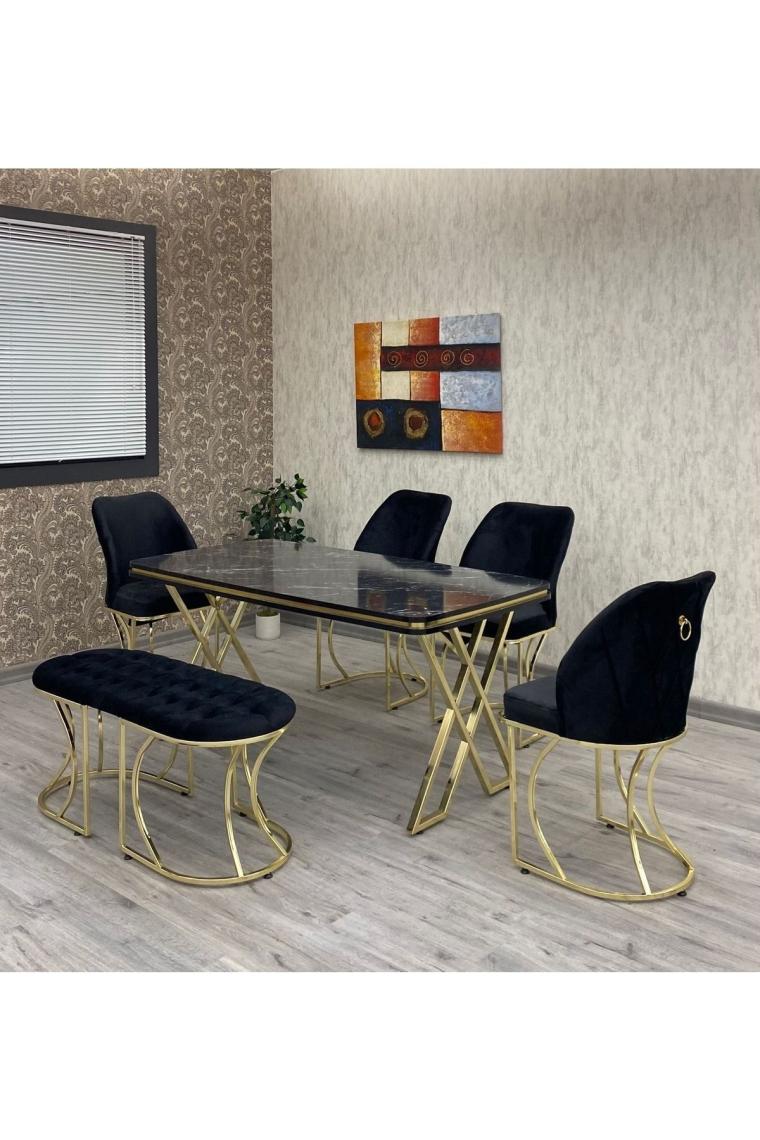 By Orhan Güzel Mutfak Masası Takımı,salon Masa Takımı 6 Kişilik Venüs Gold Salon Masa Takımı