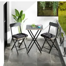 Eportatif Bistro Takım Minderli Bahçe Masa Sandalye Füme 1402