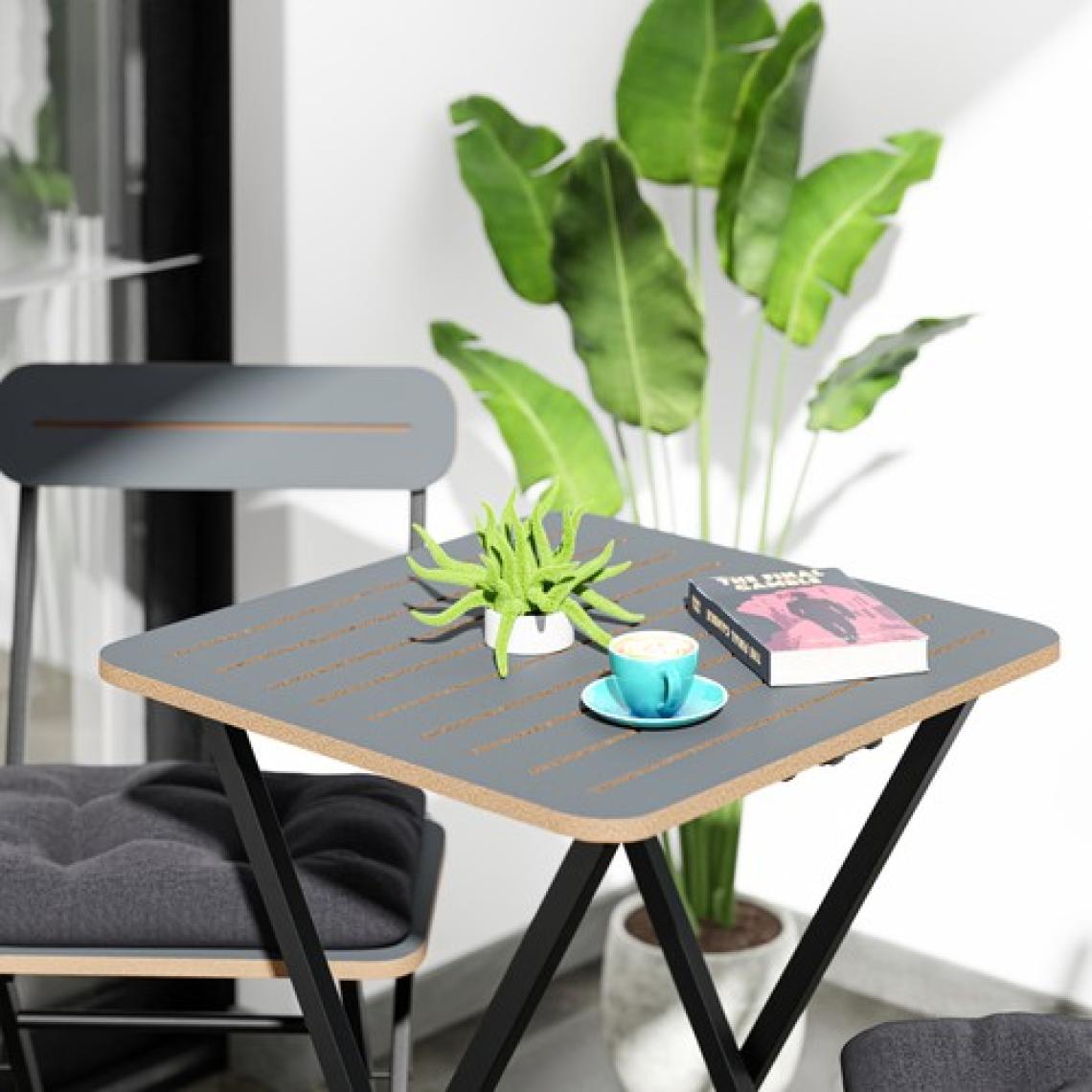 Eportatif Bistro Takım Minderli Bahçe Masa Sandalye Füme 1402