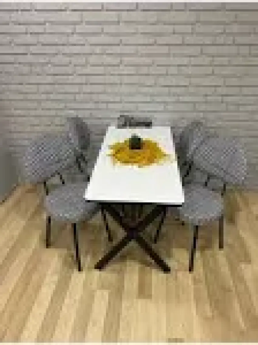 Bambeds Mobilya Masa Takımı, Yemek Masası, Mutfak Masası, Balkon Masası - 70X110 Beyaz 4 Sandalye Kazayağı