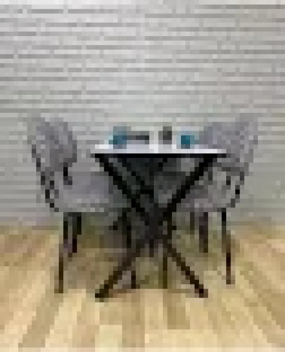 Bambeds Mobilya Masa Takımı, Yemek Masası, Mutfak Masası, Balkon Masası - 70X110 Beyaz 4 Sandalye Kazayağı