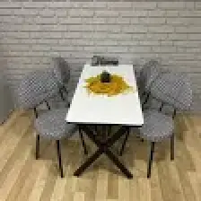 Bambeds Mobilya Masa Takımı, Yemek Masası, Mutfak Masası, Balkon Masası - 70X110 Beyaz 4 Sandalye Kazayağı