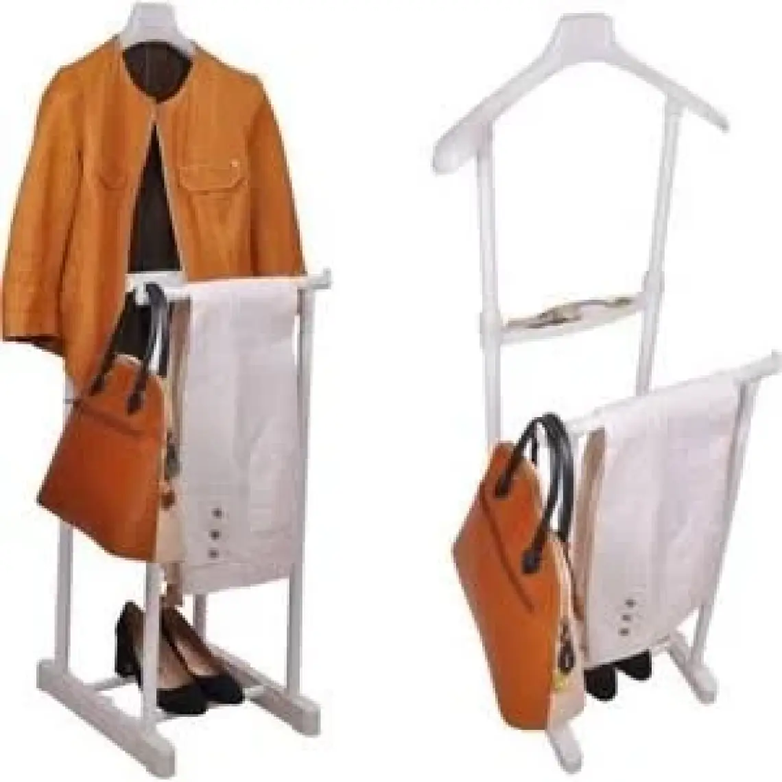 İkili Dilsiz Uşak Elbise Askısı Siyah Yükseklik Ayarlanabilir 96-160x45x43 Cm