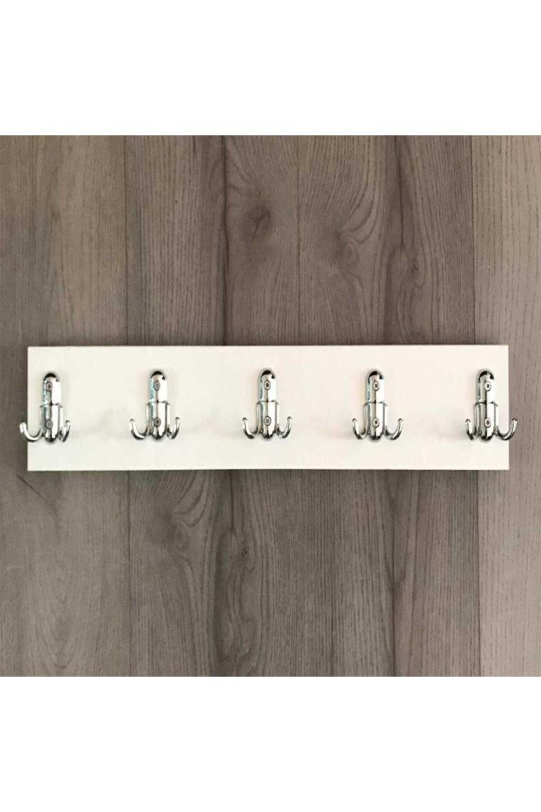 Kardelen Ahşap 10'lu Duvar Askısı 10x50 Cm Beyaz