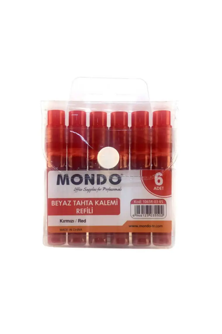 Mondo Beyaz Tahta Kalem Kartuşu Kırmızı 6'lı Set