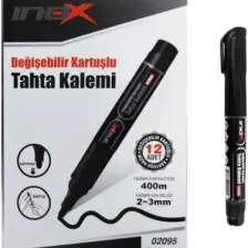 Inox Kartuşlu Doldurulabilir Beyaz Tahta Kalemi Siyah 12'li