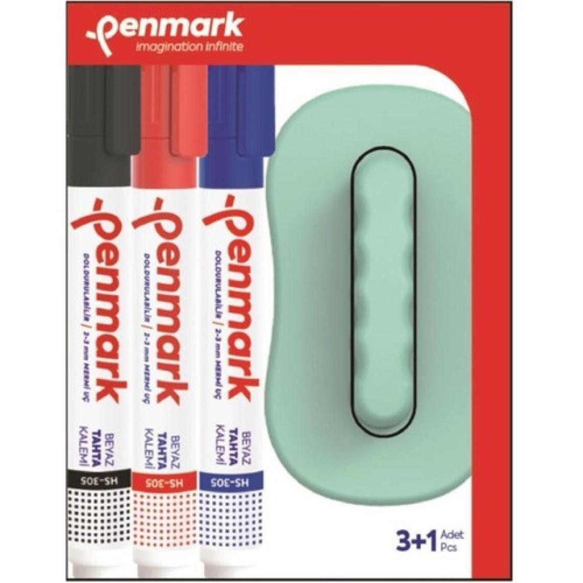 Penmark Beyaz Tahta Kalemi 3 Lü Set+Silgi