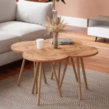 İntergo Orta Sehpa Dörtlü Zigon Ahşap Ayaklı