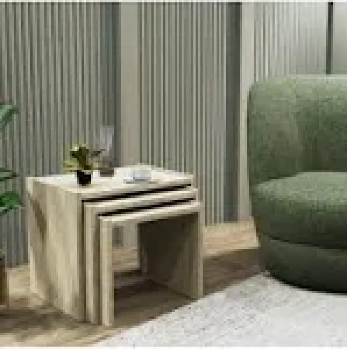 Cool Home Vera 3'lü Zigon Sehpa Servis Sehpası Traverten