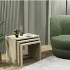 Cool Home Vera 3'lü Zigon Sehpa Servis Sehpası Traverten