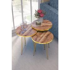 Pazarella Zigon Sehpa Gold Ceviz Tel