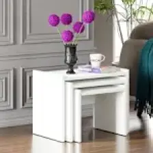 Ceramical ZG4 3'lü Zigon Sehpa - Beyaz