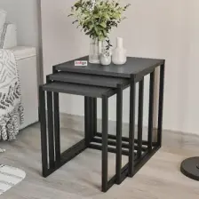 Bofigo 3'lü Metal Zigon Sehpa Zigon Sehpa Orta Sehpa Yan Sehpa Antrasit