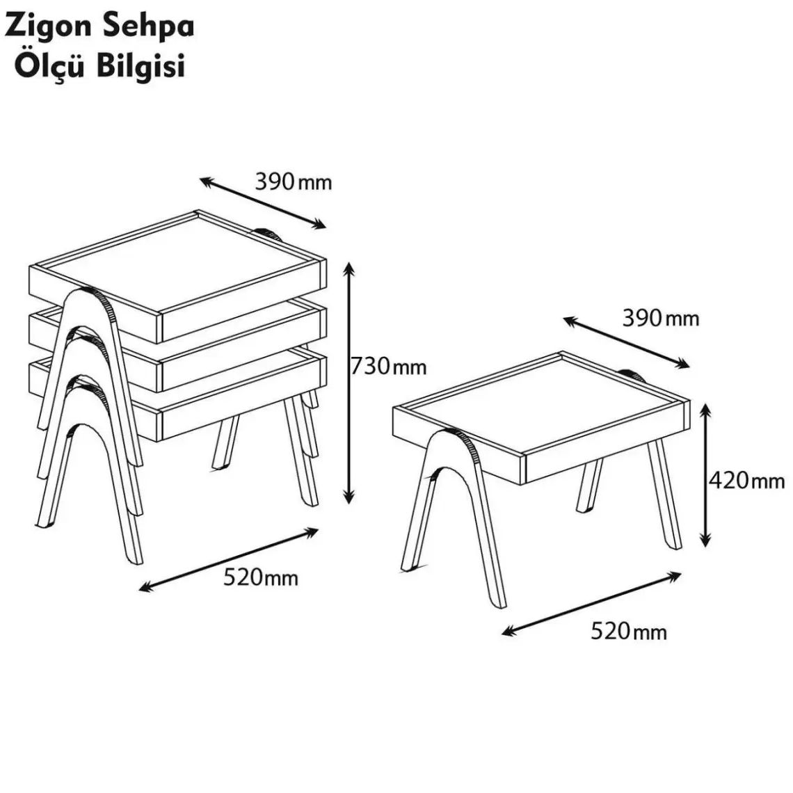 Variant Concept Roma Tepsi Zigon Sehpa Ceviz - Ceviz