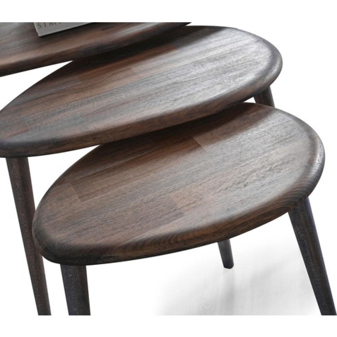 Faw Decor Doğal Ahşap Zigon Sehpa 3'lü Set, Modern Masif Yan Sehpa