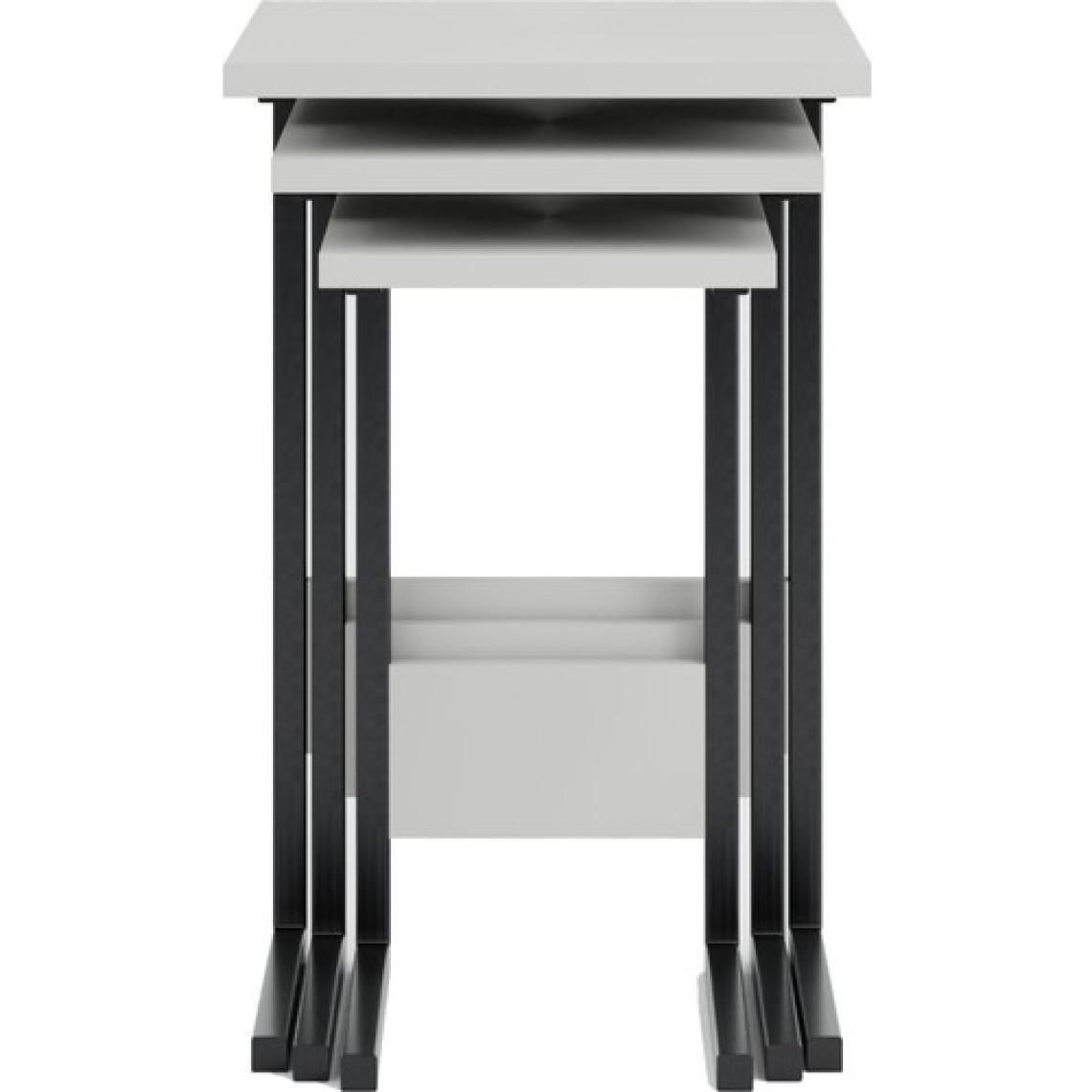 Ceramical Zg3 3lü Zigon Sehpa, Metal Sehpa - Beyaz