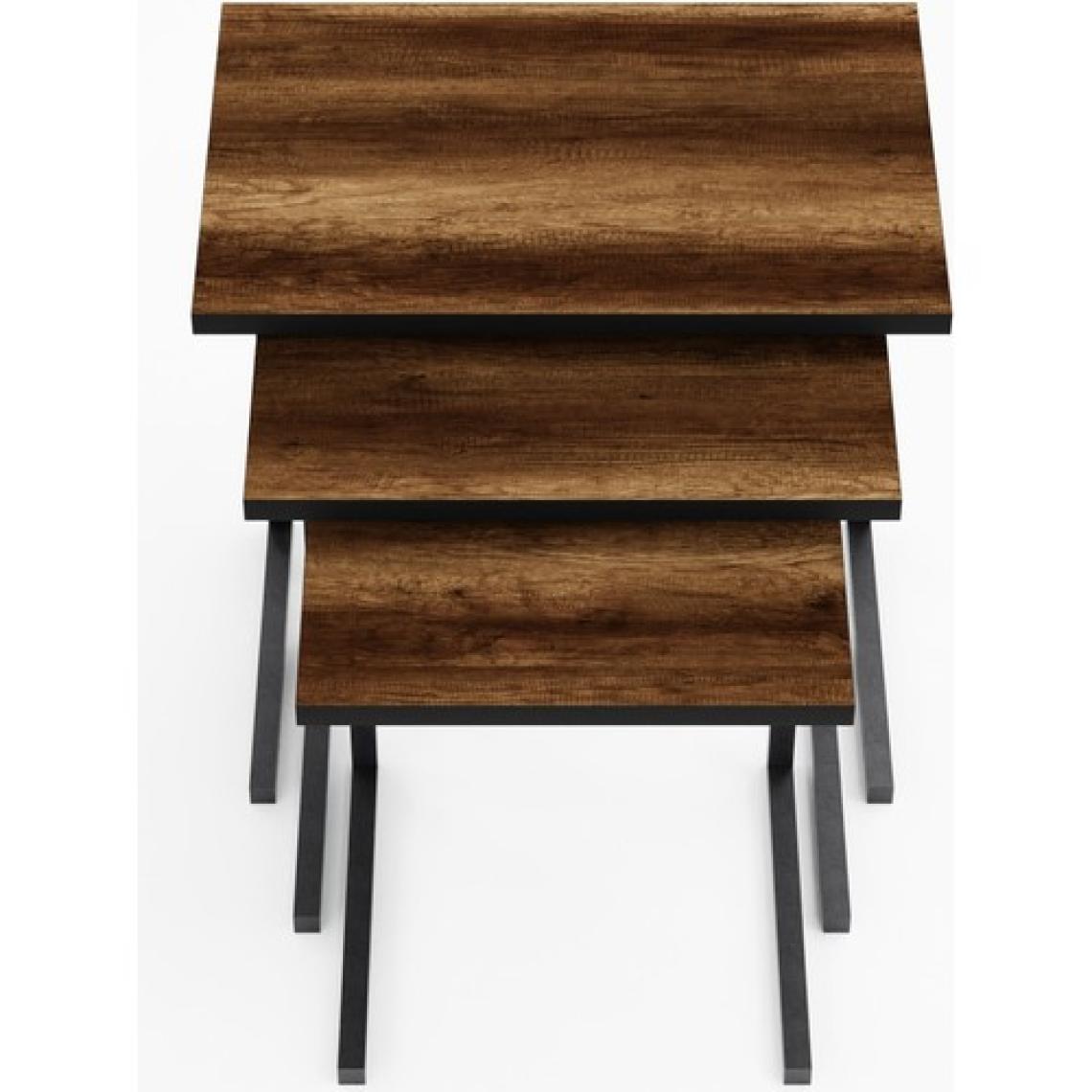 Ceramical ZG1 Metal Ayaklı 3'lü Zigon Sehpa - Ceviz