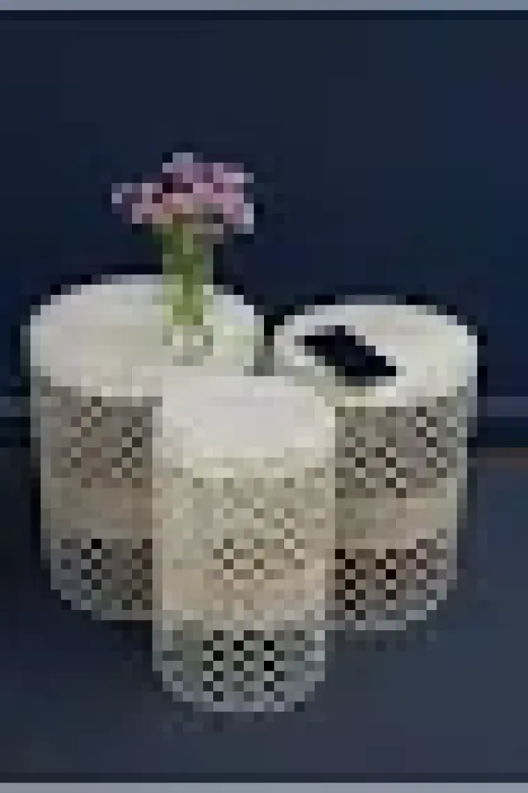 Venon Aydınlatma Venon Home Metal Modern Sehpa 3.lü Takım (250X480)+(300X480)+(350X480) Krem Sarı Patine
