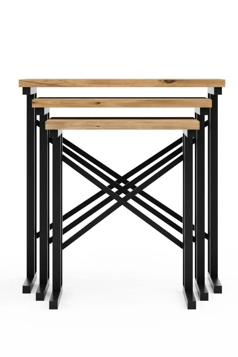 Ceramical ZG2 Metal Ayaklı Zigon Sehpa - Çam