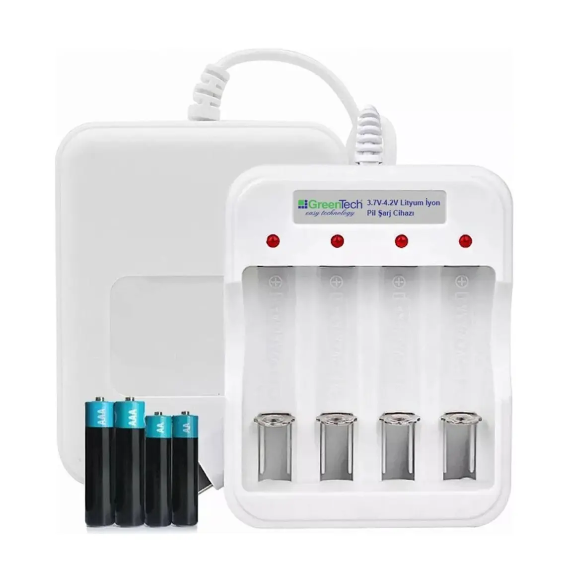 Greentech Pil Şarj Cihazı (Dört Yuvalı) - 1.2V Ni-Mh / Ni-Cd AA / AAA / GT-BC04