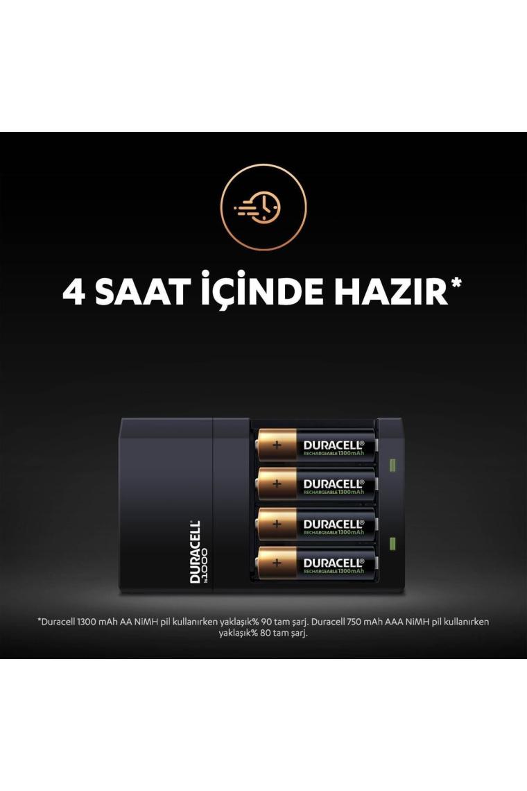 Duracell Cef 14  Şarj Cihazı ve 4 Adet 1300 Mah Aa Şarj Edilebilir Pil ve 4 Adet 750 Mah Aaa  Şarj Edilebilir Pil