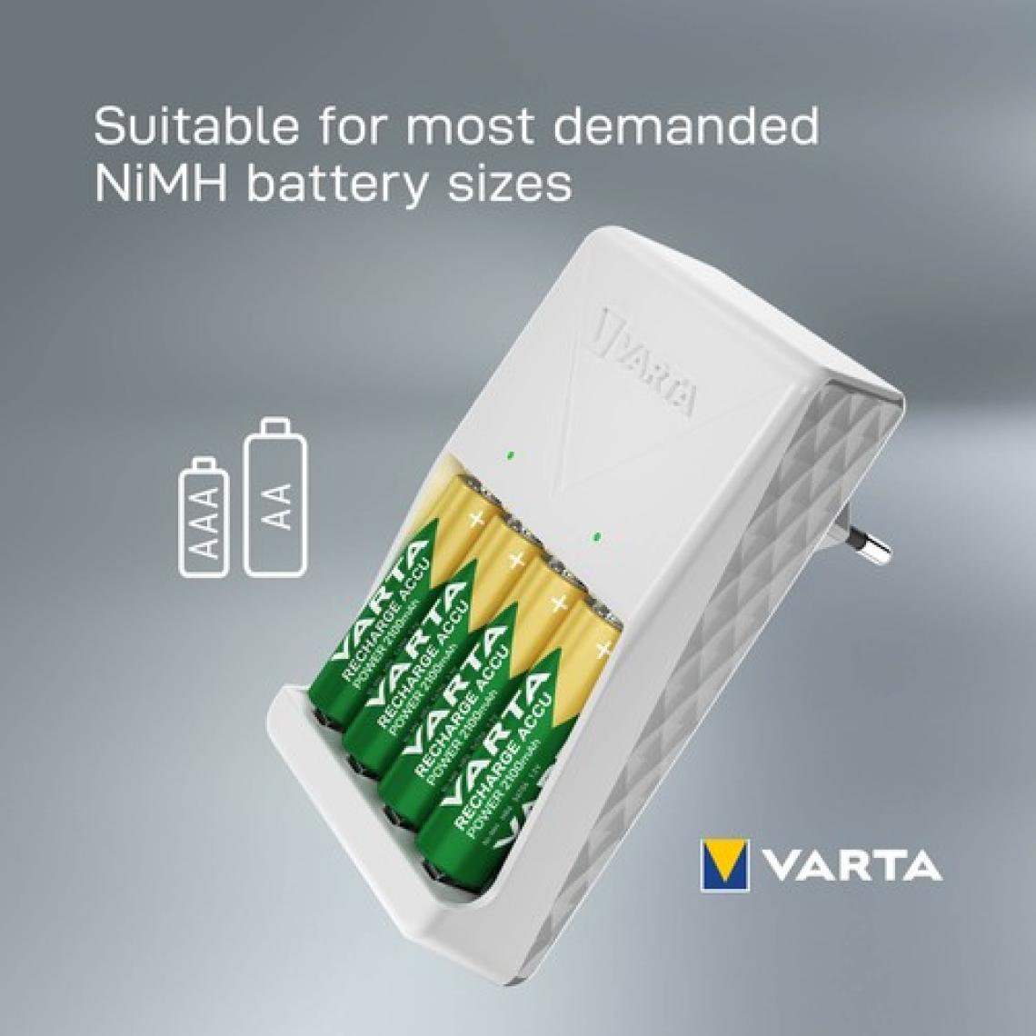 VARTA Plug Şarj Cihazı +4 adet 2100mAh AA Şarj Edilebilir Pil