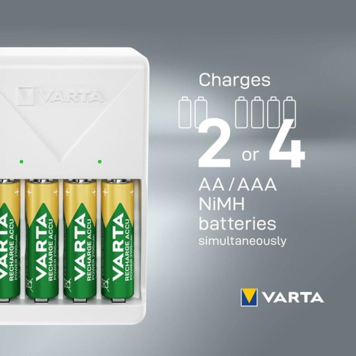 VARTA Plug Şarj Cihazı +4 adet 2100mAh AA Şarj Edilebilir Pil