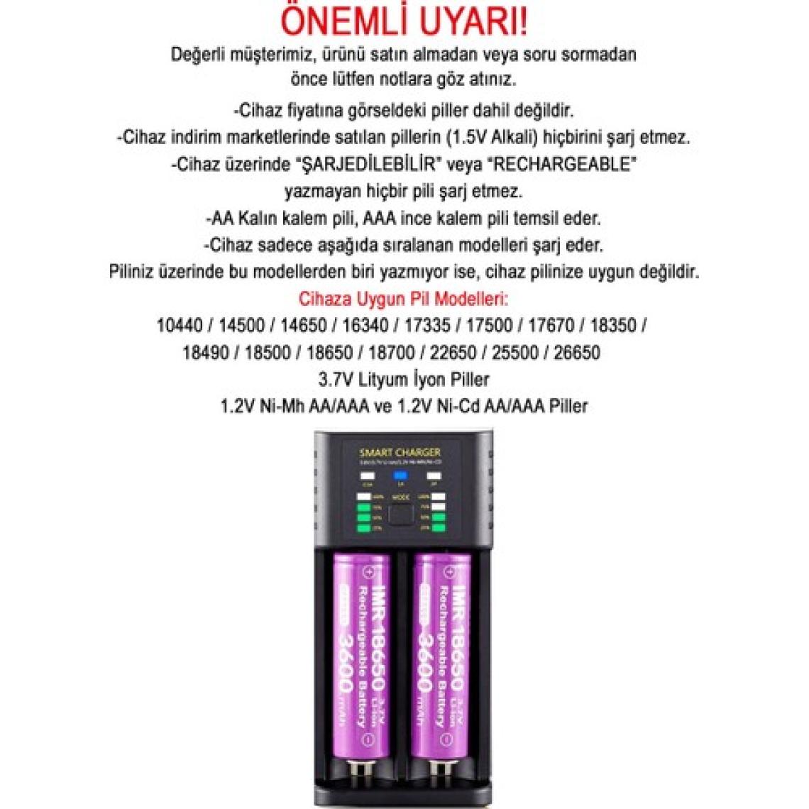 Greentech Akıllı Pil Şarj Cihazı Lityum Iyon + Ni Mh + Ni Cd Piller / GT-BC06
