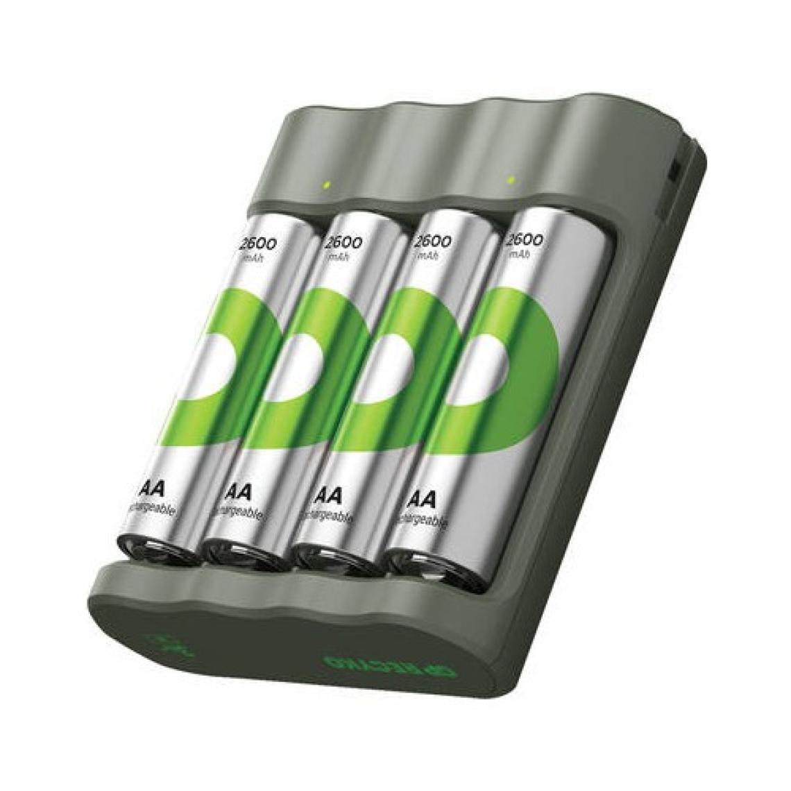 GP E411 Usb Şarj Cihaz + 4 Adet AA 2600 mAh Şarjlı Kalem Pil
