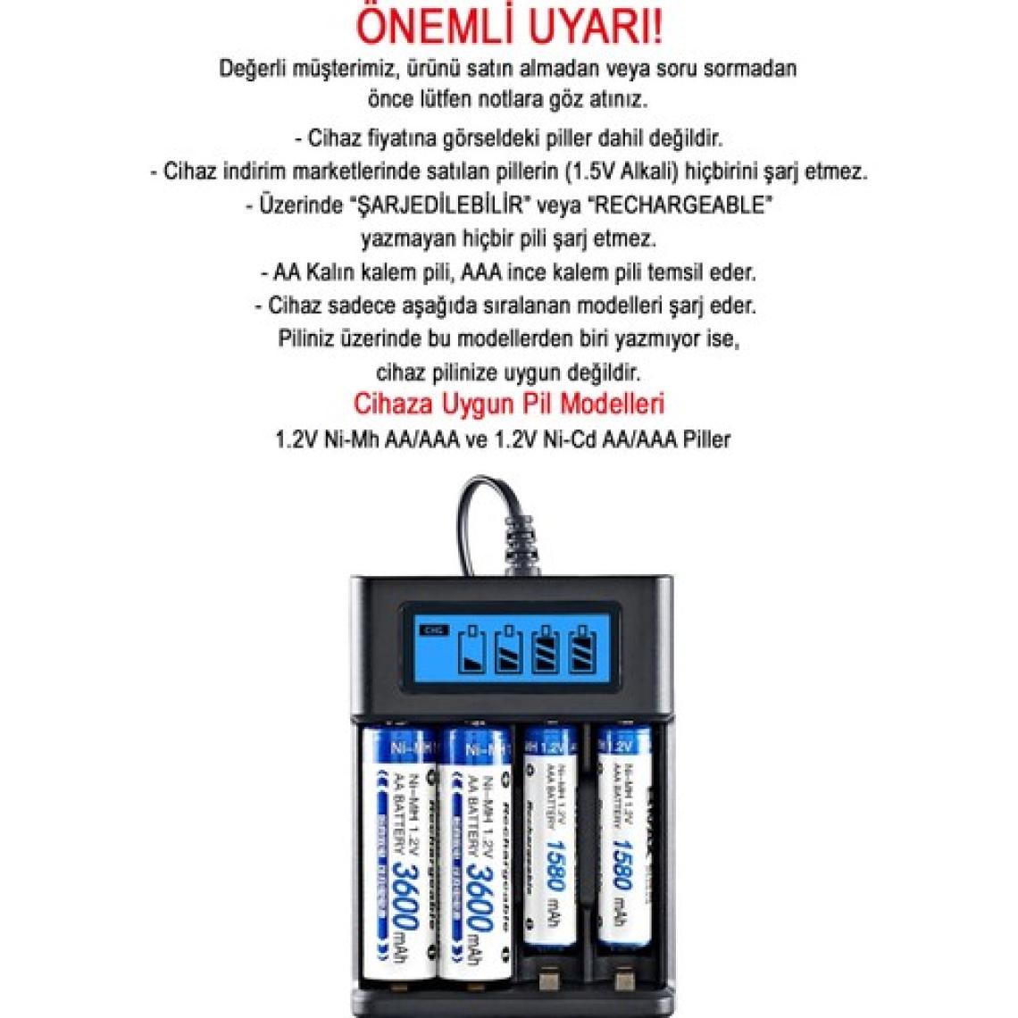 Greentech Pil Şarj Cihazı (Dört Yuvalı) - 1.2V Ni-Mh / Ni-Cd AA / AAA / GT-BC03