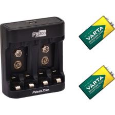 Power-Xtra PX200 Pil Şarj Cihazı + 2 Adet Varta 56722 Şarjlı 9 V Pil