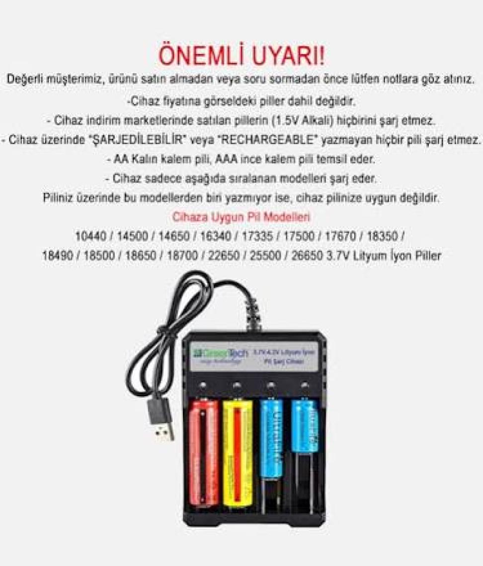 Greentech 3.7 – 4.2 Lityum İyon Pil Şarj Cihazı (Dört Yuvalı) / GT-BC05
